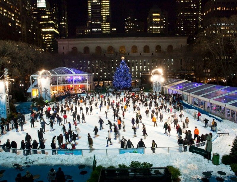 Image of ice skating rink located at Bryant Park